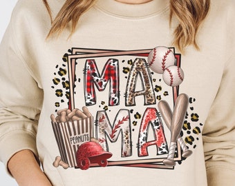 Baseball Mama Sweatshirt, Baseball Mom Shirt, Cheetah Print Baseball Graphic Shirt, Sports Mom Shirt, Game Day Shirt For Mom, Gift For Mom
