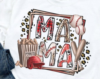Baseball Mama Sweatshirt, Baseball Mom Shirt, Cheetah Print Baseball Graphic Shirt, Sports Mom Shirt, Game Day Shirt For Mom, Gift For Mom