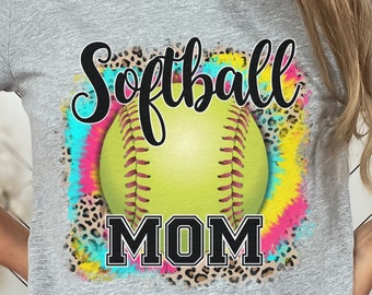Softball Mom T Shirt, Mom Softball Tee, Leopard Print Softball Mom TShirt, Game Day Shirt, Gift For Softball Mom, Sports Mom T-Shirt