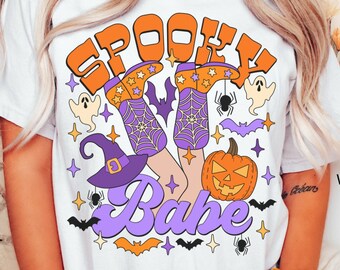 Western Cowgirl Legs Halloween Womens Comfort Colors Shirt Spooky Babe T-Shirt Halloween Cowboy Boots T Shirt Trendy Retro Oversized Tee