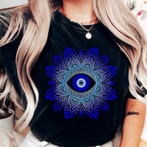Comfort Colors Evil Eye T-Shirt, Evil Eye Mandala Shirt, Trendy Shirt, Boho Shirt, Gift For Her, Mystical Shirt, Protect Your Energy Shirt