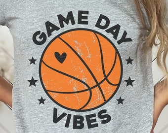 Womens Game Day Vibes Basketball T Shirt, Retro Basketball Shirt, Basketball Lover Shirt, Basketball Game Shirt, Basketball Fan Shirt