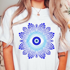Comfort Colors Evil Eye T-Shirt, Evil Eye Mandala Shirt, Trendy Shirt, Boho Shirt, Gift For Her, Mystical Shirt, Protect Your Energy Shirt