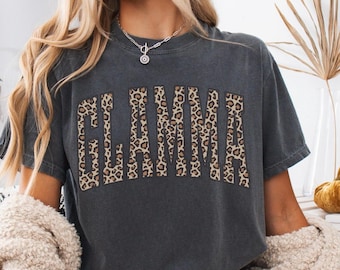 Comfort Colors Leopard Glamma Shirt Varsity Grandma T-Shirt Cheetah Nana TShirt Grandma Gift Mothers Day Gift Grandmother Gift Grandma Tee