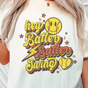 Comfort Colors Camisa de Softbol Hey Batter Batter Swing Camiseta Softbol Mamá Camiseta Softbol Papá Camisa Juego Día Camiseta Softbol Juego Fan Tee