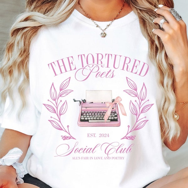 Comfort Colors Womens Coquette The Tortured Poets Social Club Shirt Concert T-Shirt Taylor T Shirt Gift For Teen Trendy Music Oversized Tee