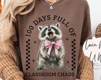 Comfort kleuren 100 dagen klas chaos shirt grappig 100e dag van school leraar Tee wasbeer leraar shirt schattig leraar 100 dagen shirt