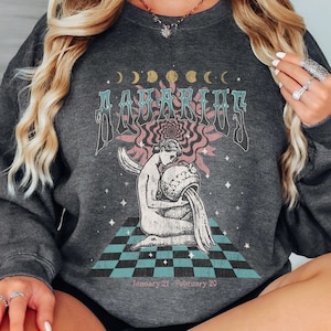Aquarius Zodiac Vintage Sweatshirt, Astrology Shirt, Retro Celestial Aquarius Shirt, Aquarius Birthday Gift, Zodiac Gift, Oversized Shirt