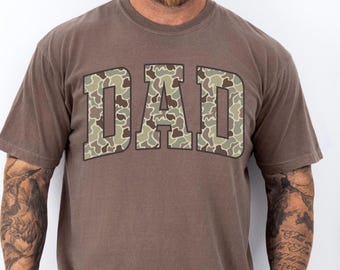 Comfort Colors Camo Dad Shirt Varsity Dad T-Shirt Fathers Day Tee Fathers Day Gift Gift For Dad New Dad Gift Trendy Camoflouge Dad TShirt