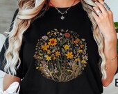 Boho Wildflowers Comfort Colors Shirt, Wild Flowers TShirt, Vintage Floral Graphic Tee, Botanical T Shirt, Gift For Women, Oversized T-Shirt