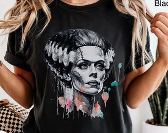 Comfort Colors Bride Of Frankenstein Shirt Retro Halloween T-Shirt Gothic Horror Movie Tee Scary Movie Monster TShirt Horror Film Fan Gift