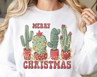 Christmas Cactus Sweatshirt Western Christmas Shirt Howdy Christmas Shirt Cactus Lover Gift Xmas Plant Lover Shirt Arizona Christmas Shirt
