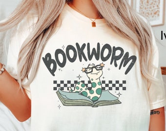 Comfort Colors Bookworm Shirt Retro Bookworm Graphic Tee Book Lovers T-Shirt Gift For Book Lovers Gift For Reader Reading Shirt Book T Shirt