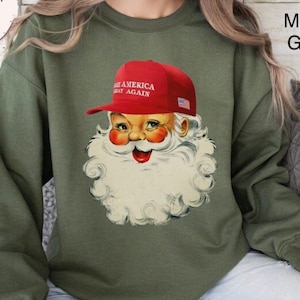 Trump Christmas Sweatshirt Funny Christmas Shirt Vintage Santa Trump Shirt Election Shirt Republican Christmas Gift Oversized Trump Xmas Top