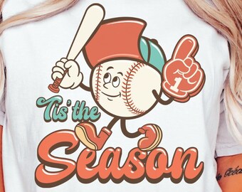 Baseball Tis The Season Comfort Colors Shirt, Retro Baseball Mom T Shirt, Vintage Baseball Tee, Game Day T-Shirt, Baseball Lover TShirt