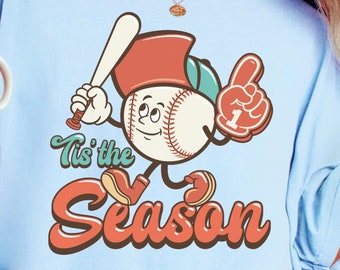Baseball Tis The Season Comfort Colors Shirt, Retro Baseball Mom T Shirt, Vintage Baseball Tee, Game Day T-Shirt, Baseball Lover TShirt