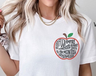 Apple Picking Shirt Unisex Apple Picking Crew T-Shirt Apple Varieties T Shirt Matching Family Tee Apple Lover Tee Gift Fall Shirt Oversized