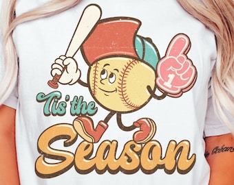 Softball Tis The Season Comfort Colors T Shirt, Retro Softball Mom T-Shirt, Vintage Softball Tee, Game Day Shirt, Softball Lover TShirt