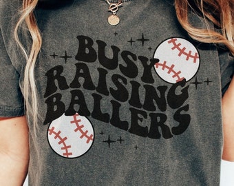 Busy Raising Ballers Baseball Unisex Comfort Color Shirt, Baseball Mom TShirt, Dad Baseball T Shirt, Game Day T-Shirt, Baseball Mama Tee