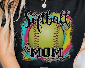 Softball Mom T Shirt, Mom Softball Tee, Leopard Print Softball Mom TShirt, Game Day Shirt, Gift For Softball Mom, Sports Mom T-Shirt