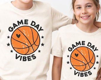 Kids Game Day Vibes Retro Basketball T Shirt, Kids Basketball Fan Shirt, Kids Basketball Lover Shirt, Kids Basketball Game Shirt