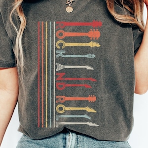 Classic Rock and Roll Retro Guitar Comfort Colors Shirt, Vintage Concert TShirt, Music Lover Tee, Rock & Roll T Shirt, Oversized Comfy Tee