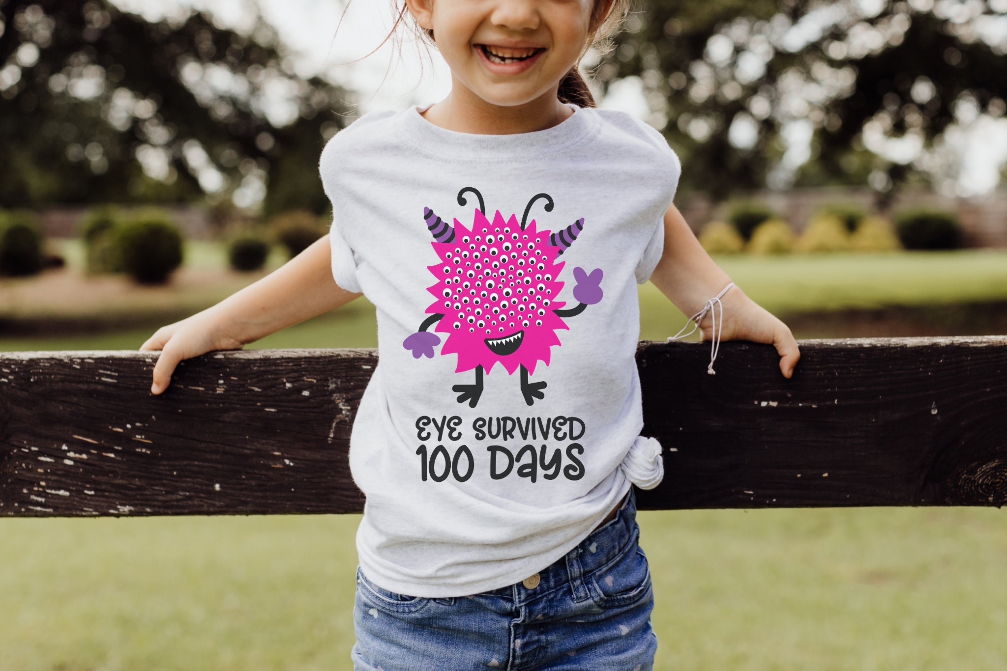 Kids 100th Day of School T Shirt, Kids Eye Survived 100 Days of