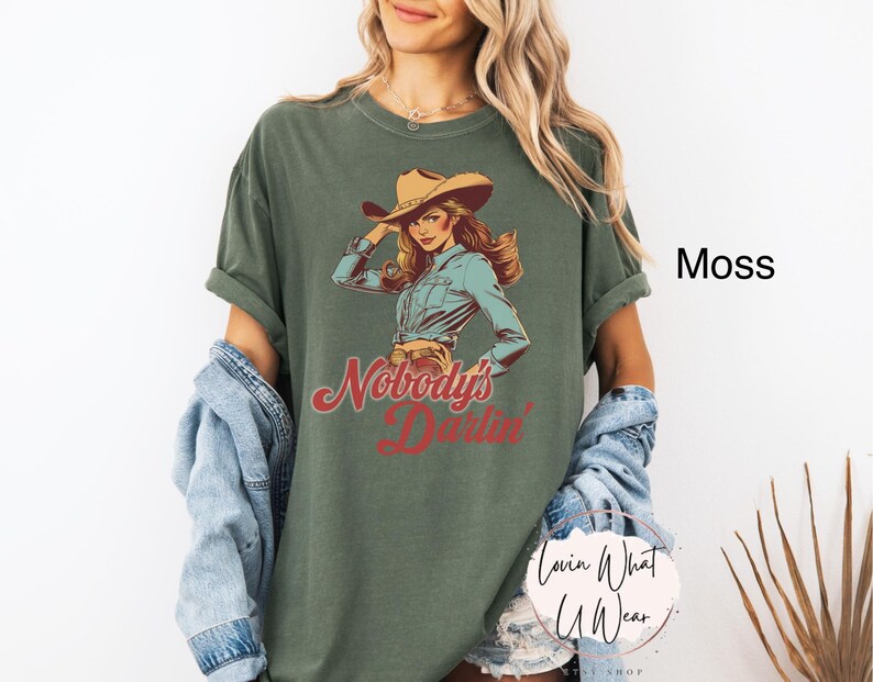 Comfort Colors Retro Western Shirt Nobodys Darlin T-Shirt Vintage Cowgirl TShirt Rodeo Tee Trendy Country Music Top Cute Southwest TShirt afbeelding 6
