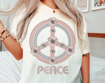 Comfort Colors Peace Sign Shirt, Boho Shirt, Trendy Girl's Shirt, Teen Girls Gift, Peace Lover Shirt, Nature Lover Shirt,World Peace Shirt