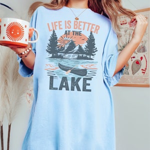 Women's Lake Life Funny Graphic Tee - Cute Short Sleeve T-Shirt For Summer & Vacation