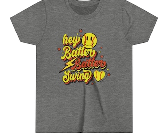 Youth Softball Shirt Kids Softball Hey Batter Batter Swing T-Shirt Kids Softball Player TShirt Softball Fan T Shirt Kids Softball Gift