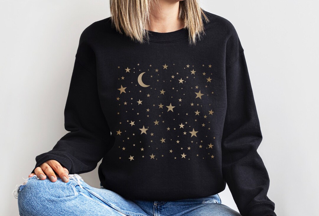 Unisex Moon and Starts Celestial Sweatshirt, Boho Moon and Stars Shirt ...