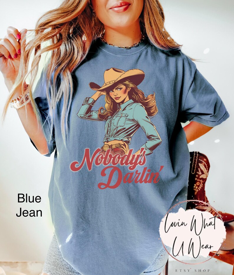 Comfort Colors Retro Western Shirt Nobodys Darlin T-Shirt Vintage Cowgirl TShirt Rodeo Tee Trendy Country Music Top Cute Southwest TShirt afbeelding 7