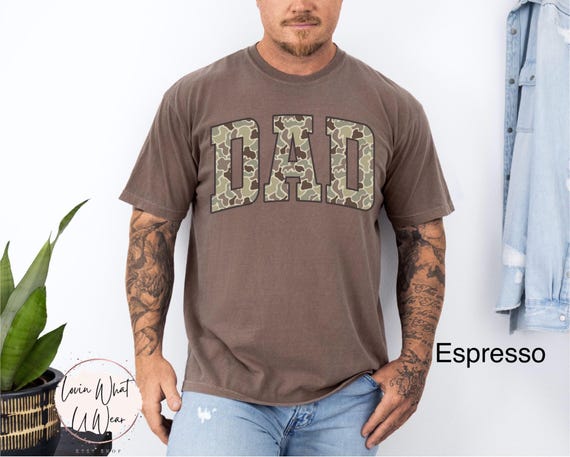 Comfort Colors Camo Dad Shirt Varsity Dad T-Shirt Fathers Day Tee Fathers Day Gift Gift For Dad New Dad Gift Trendy Camoflouge Dad TShirt