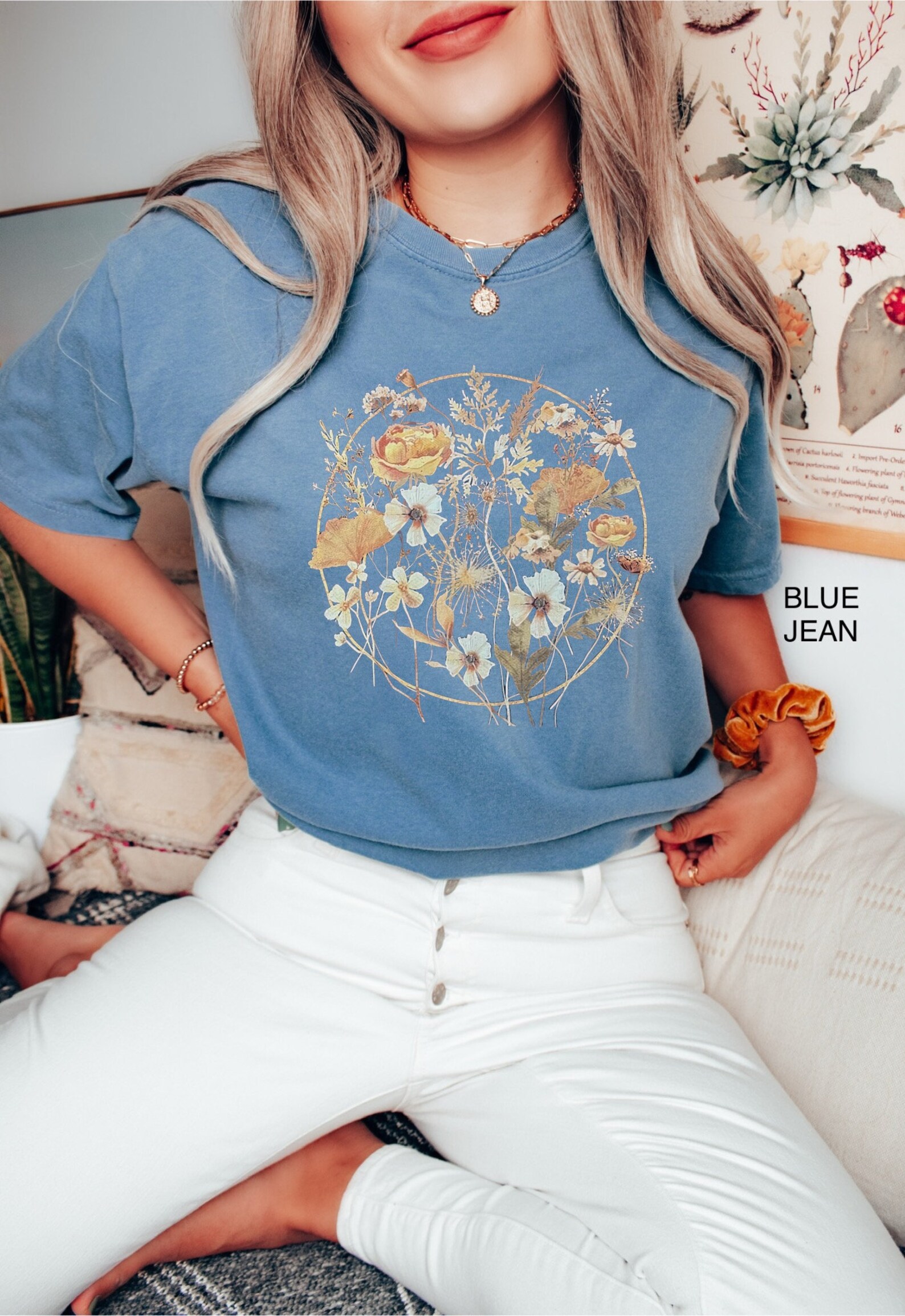 Blue Wildflowers T-Shirt by Fruit of the Loom Best