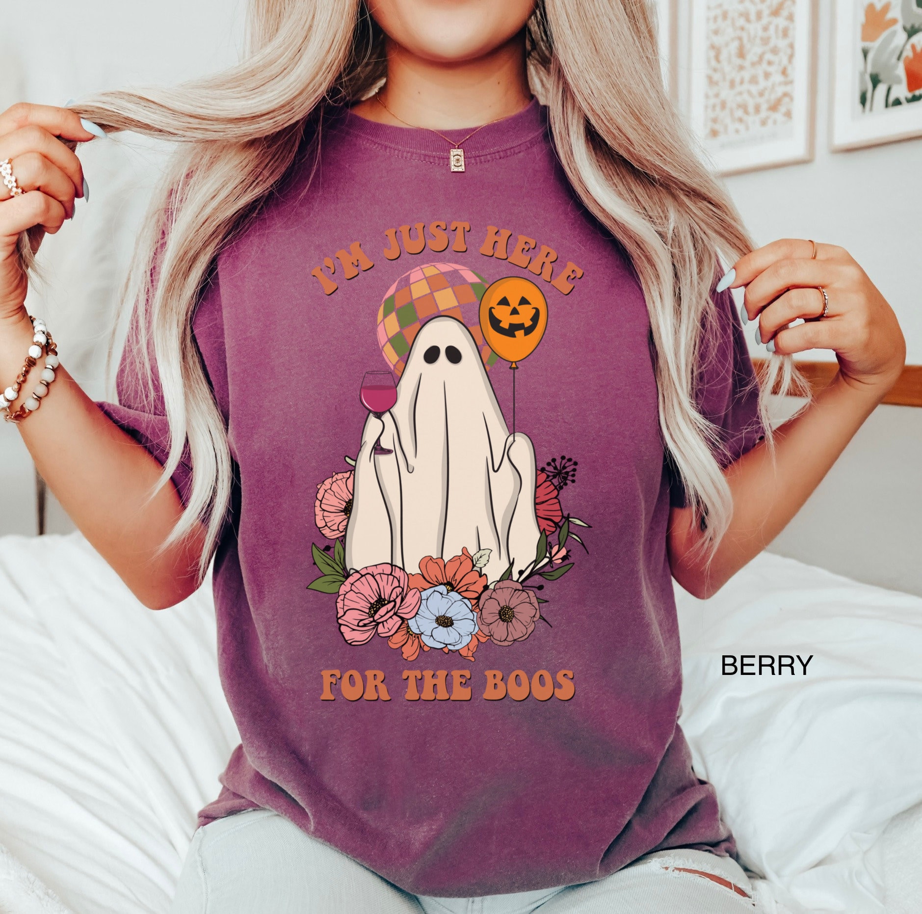 Retro Funny Halloween Unisex Comfort Colors Shirt Just Here for