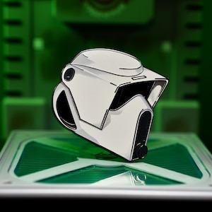 Scout Trooper Enamel Pin | Imperial | Empire | Force | Collectible | Lapel | Galaxy | Helmet | Accessory | Pop Culture | Endor | Ewok | Sith