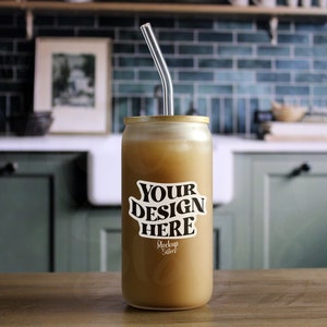 16oz Frosted Glass Can Mockup Libbey Beer Can Mockup Tumbler Glass Can Blank Glass Can Mock Up Iced Coffee Mockup 16oz Soda Glass Can JPEG