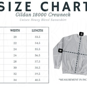 Gildan 18000 Size Chart Unisex White Background Gildan 18000 Mockup Gildan Size Guide Size Chart Mockup Gildan Sizing Chart 18000 Size Chart