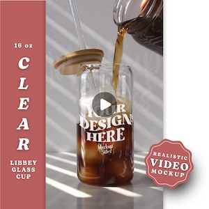 Libbey Glass Video Mockup, 16oz Glass Can Mockup, Clear Libby Glass Mockup, UV DTF Mockup, Beer Can Glass Mockup, Sipper Glass 16 oz Mockup
