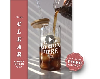 Libbey Glass Video Mockup, 16oz Glass Can Mockup, Clear Libby Glass Mockup, UV DTF Mockup, Beer Can Glass Mockup, Sipper Glass 16 oz Mockup