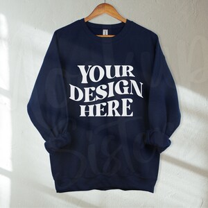 Gildan 18000 NAVY Hanger Mockup Crewneck Mockup Sweatshirt Mockup Simple Mockup Hanging Gildan Crew neck Mock up Gildan 18000 Front Mockup