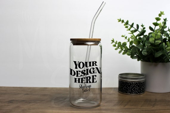 Beer Glass Can | Sublimation | 16oz Libby glass can Blank Glass Can | Iced  Coffee Glass | DIY | Lid and Straw | Glass Tumblers