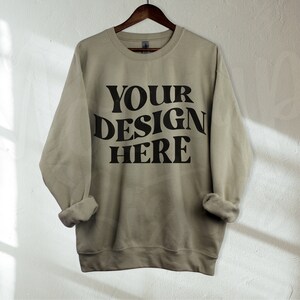 Gildan 18000 SAND Hanger Mockup Crewneck Mockup Sweatshirt Mockup Simple Mockup Hanging Gildan Crew neck Mock up Gildan 18000 Front Mockup
