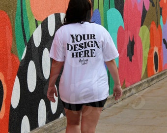 Comfort Colors 1717 White Mockup Back Tshirt Mock C1717 Back Mockup Summer Model Mockup White Shirt and Shorts Mockup White Comfort Tshirt