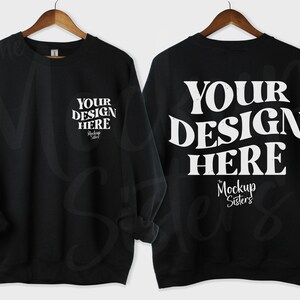 Gildan 18000 BLACK Front and Back Mockup Bundle Hanger Mockup Crewneck Mockup Sweatshirt Mockup G180 Mockup Hanging Mockup 18000 Mockup