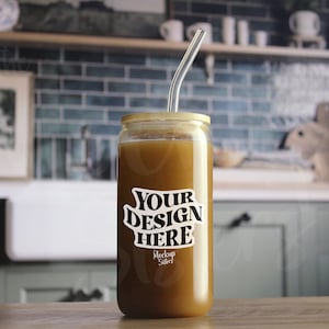 16oz Clear Glass Mockup Sipper Glass 16 oz Mockup For Tumbler Glass Can Blank Glass Can Mock Up Iced Coffee Mockup 16oz Soda Glass Can JPEG