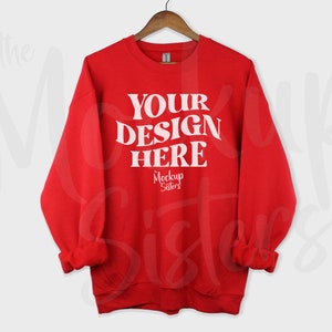 Gildan 18000 RED Hanger Mockup Crewneck Mockup Sweatshirt Mockup Simple Mockup Hanging Gildan Sweatshirt Mockup 18000 Mockup Christmas Mock