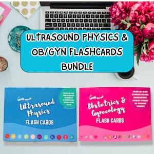 Paquete de tarjetas didácticas de ecografía / Paquete de física de obstetricia y ginecología y ultrasonido para estudiantes de ecografía / Regalo para estudiantes de ecografía