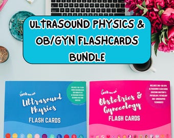 Sonography School Flashcards Bundle | OB/GYN and Ultrasound Physics Bundle for Ultrasound Students | Sonography Student Gift